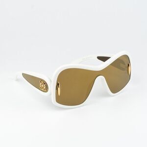Loewe FASHION Men Sunglasses White Gold Brown Mirror Shield LW40131I 25G